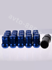 Секретки гайки 12*1,25 N042 (комплект 20 шт, ключ 17) синий фото 3