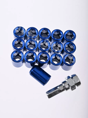 Секретки гайки R028 12*1,5 (16 шт, высота 32 мм, сквозная) синий фото 2