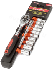 Набор торцовых головок 1/4" с трещоткой 12 предметов фото 1