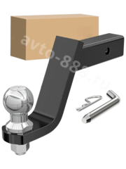 Кронштейн фаркопа усиленный (вставка) под квадрат 50х50, занижение 6" (160 мм), с шаром и пальцем фото 1