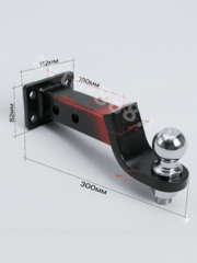 Кронштейн фаркопа усиленный (с четырьмя крепежными отверстиями) длина 300мм, с шаром 50мм и пальцем фото 2