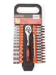 Набор маленький, размер 1/4 - трещётка + 12 головок + 14 насадок (28) фото 2