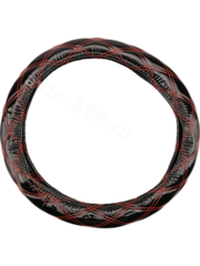 Оплётка на руль прошитая красной ниткой DX-2115 (М) р-р 37-38 см (цена за 5 шт) фото 2