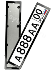 Рамка номера металлическая черная антивандальная (пара) 8304 фото 1