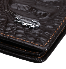 Визитница LACOSTA коричневая, крокодил, 5 отделов для карт фото 2