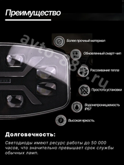 Дневные ходовые огни A09 68W 12V/36V (1шт)  фото 2