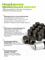 Секретки гайки F651 12*1,5 (16P+4+2, высота 32 мм) тёмно-серый фото 3
