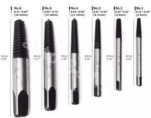 Набор экстракторов обломанных болтов 6 шт, 3-22 мм фото 3