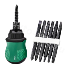 18702 Набор трещетка отвёртка маленькая короткая фото 1