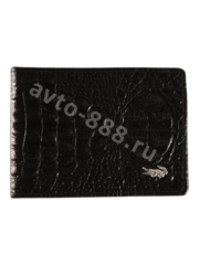 Визитница LACOSTA чёрная, крокодил, 5 отделов для карт фото 1