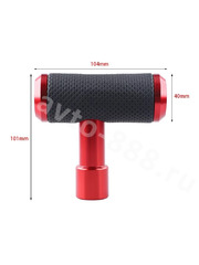 Ручка КПП алюминиевый+кожа красный фото 2