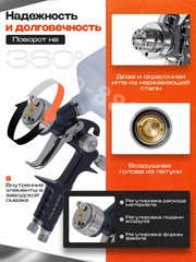 Краскопульт пневматический WJS3700 с верхним бачком 600мл. фото 4