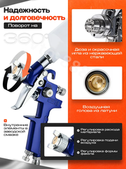 Краскопульт пневматический с верхним бачком 100мл. фото 7