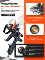 Краскопульт пневматический WJS1979 с верхним бачком 600мл. фото 5