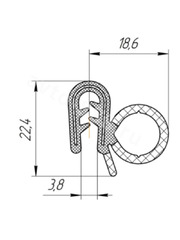 NAKLRE-010 Уплотнитель на двери R (полая) чёрная, 3.6м фото 3