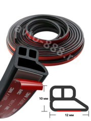 Уплотнитель автомобильный универсальный L-образный 3х камерный, самоклеящийся (3M) 16 метров фото 1