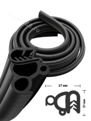 Уплотнитель двери автомобиля универсальный, 3-х камерный, 3.5 метра / Резиновый уплотнитель кузова самозажимной с металлическим кордом фото 1