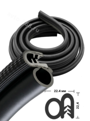 Уплотнитель двери автомобиля универсальный (Р-образный), 3.6 метра / Резиновый уплотнитель кузова самозажимной с металлическим кордом фото 1