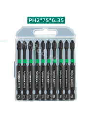 Набор бит для шуруповерта торсионные S2 PH2+75mm (10шт) TUOSEN фото 1