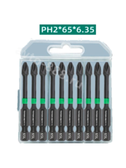Набор бит для шуруповерта торсионные S2 PH2+65mm (10шт) TUOSEN фото 1