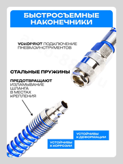 Шланг для компрессора быстросъемный 10м 10х16мм*3мм PU фото 3