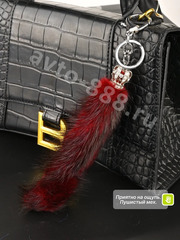 Брелок-карабин хвост норки           (корона бордовый) фото 1